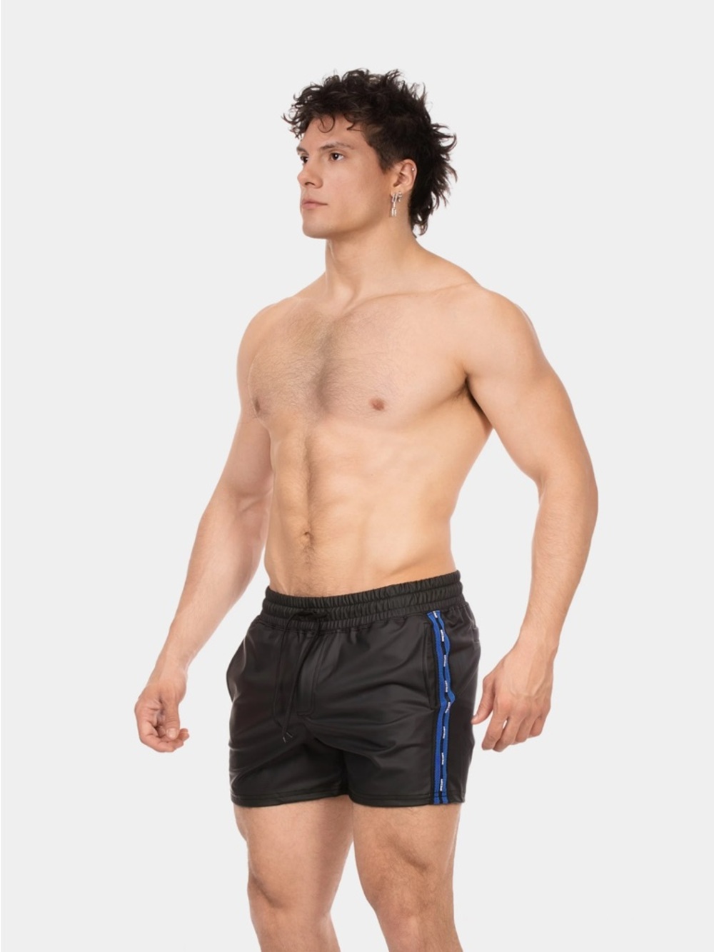 Barcode Berlin Fetish Zulu Noir-Bleu shorts made from opaque faux leather  Small
